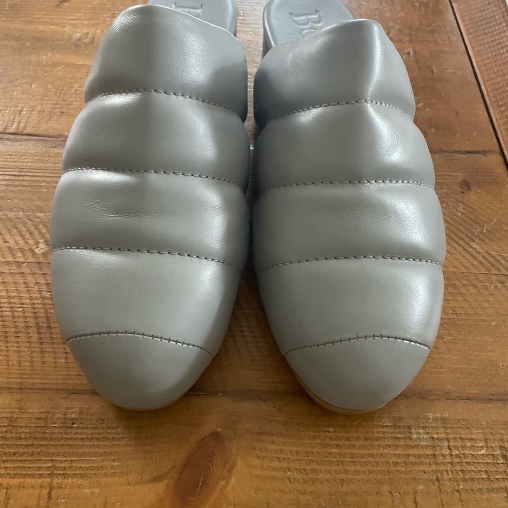 Beklina Elegant Gray Leather Mules